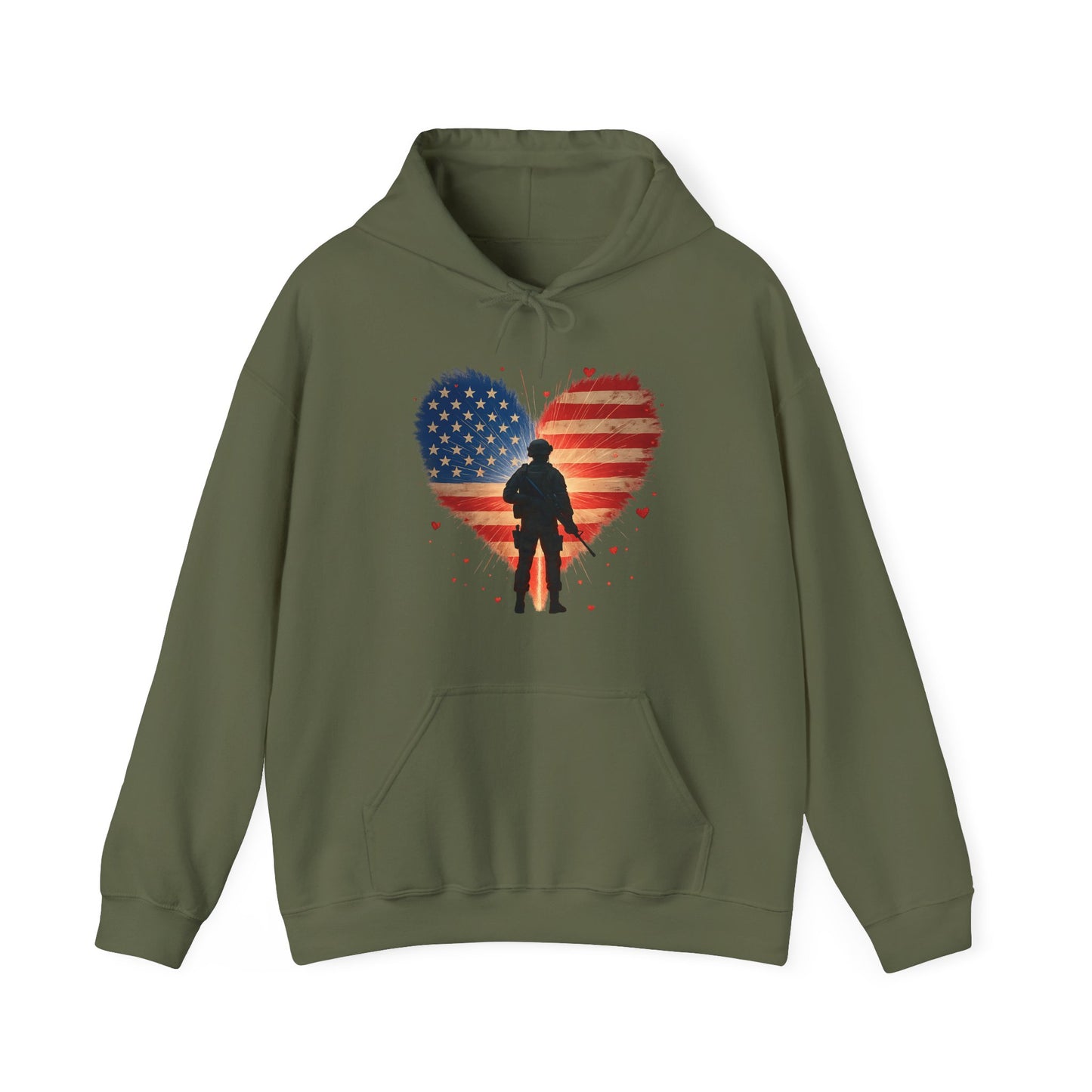 Glowing Heart | American Flag | Armed & Patriotic | Hoodie