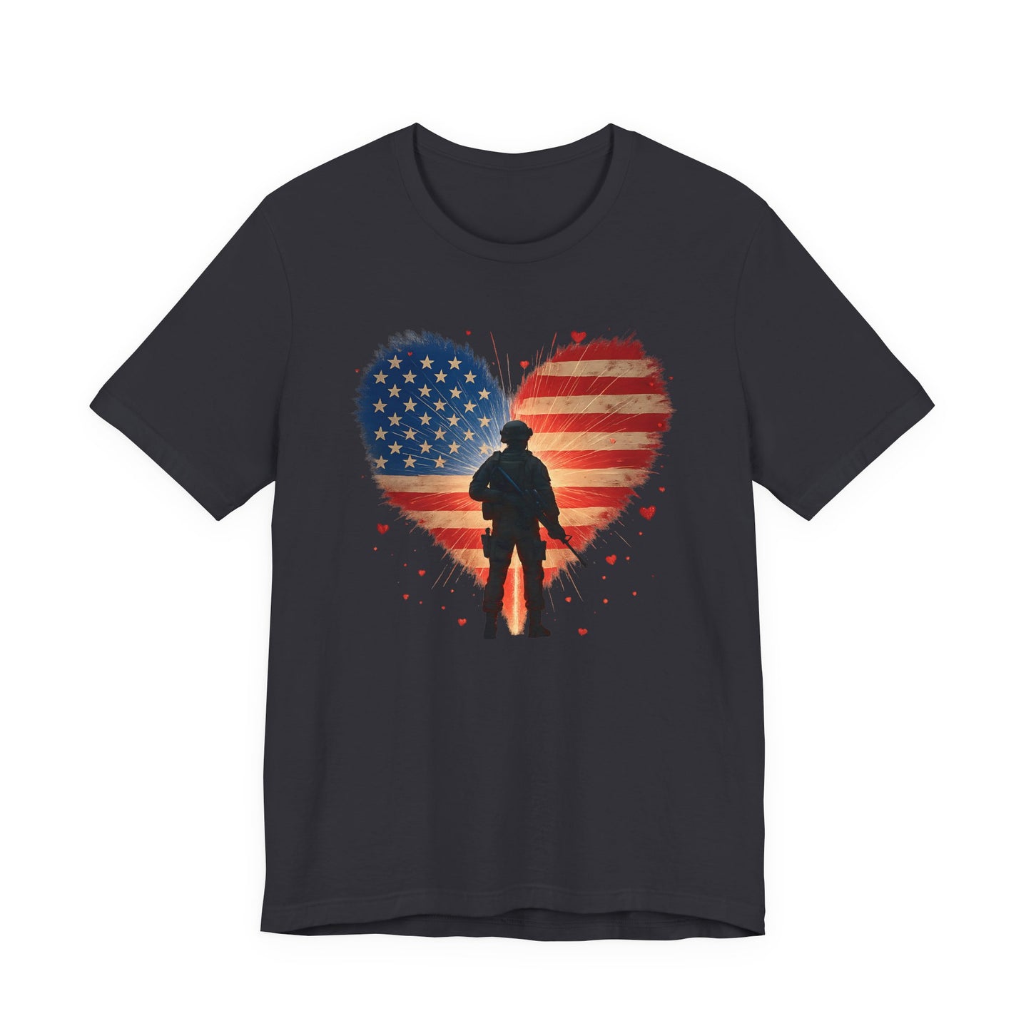 Glowing Heart | American Flag | Armed & Patriotic | T-Shirt | Back & Front Design