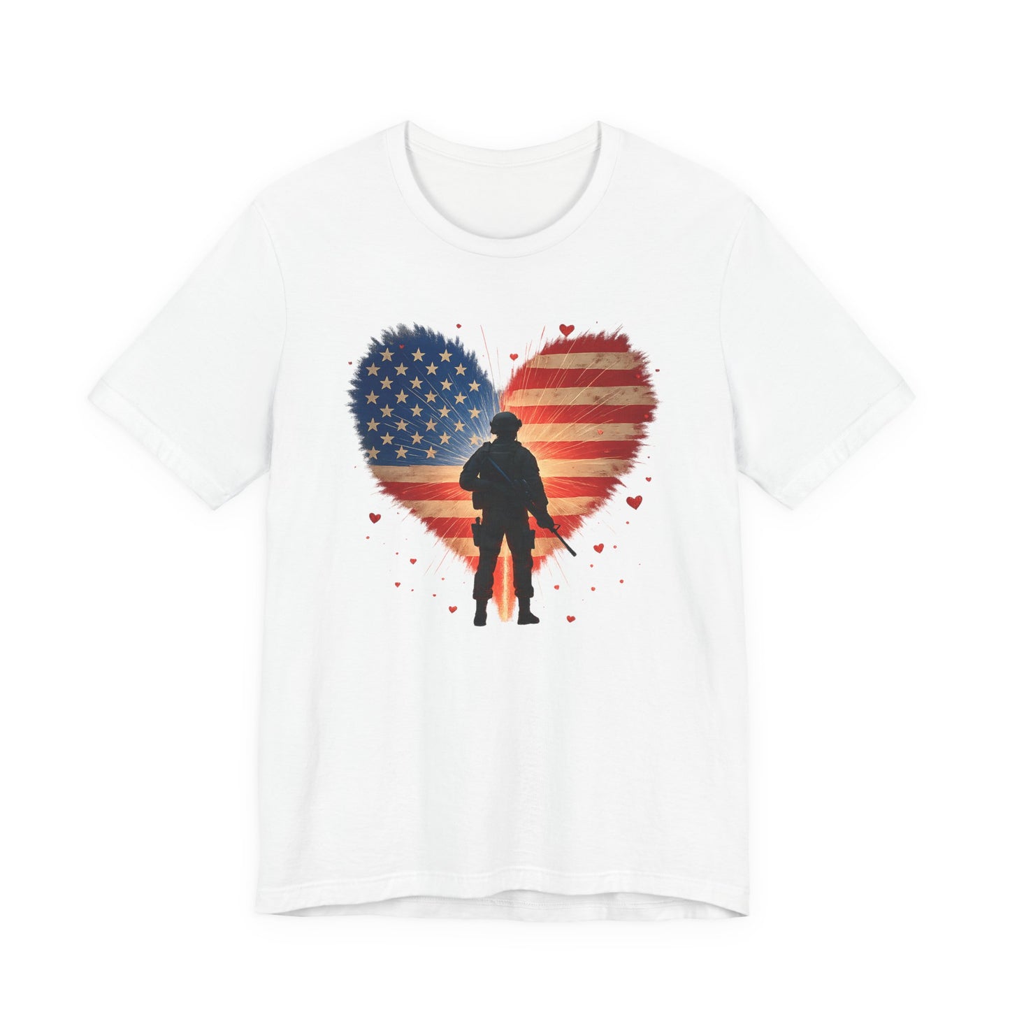 Glowing Heart | American Flag | Armed & Patriotic | T-Shirt | Back & Front Design