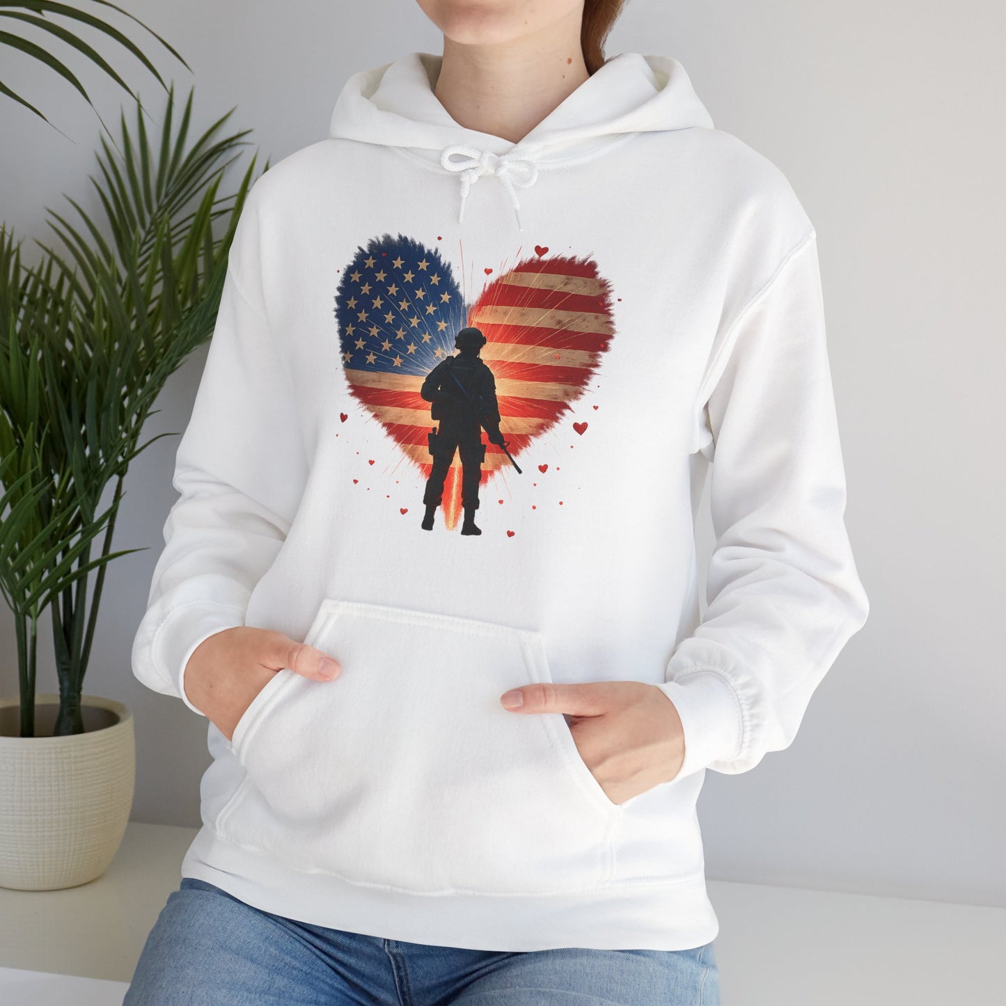 Glowing Heart | American Flag | Armed & Patriotic | Hoodie