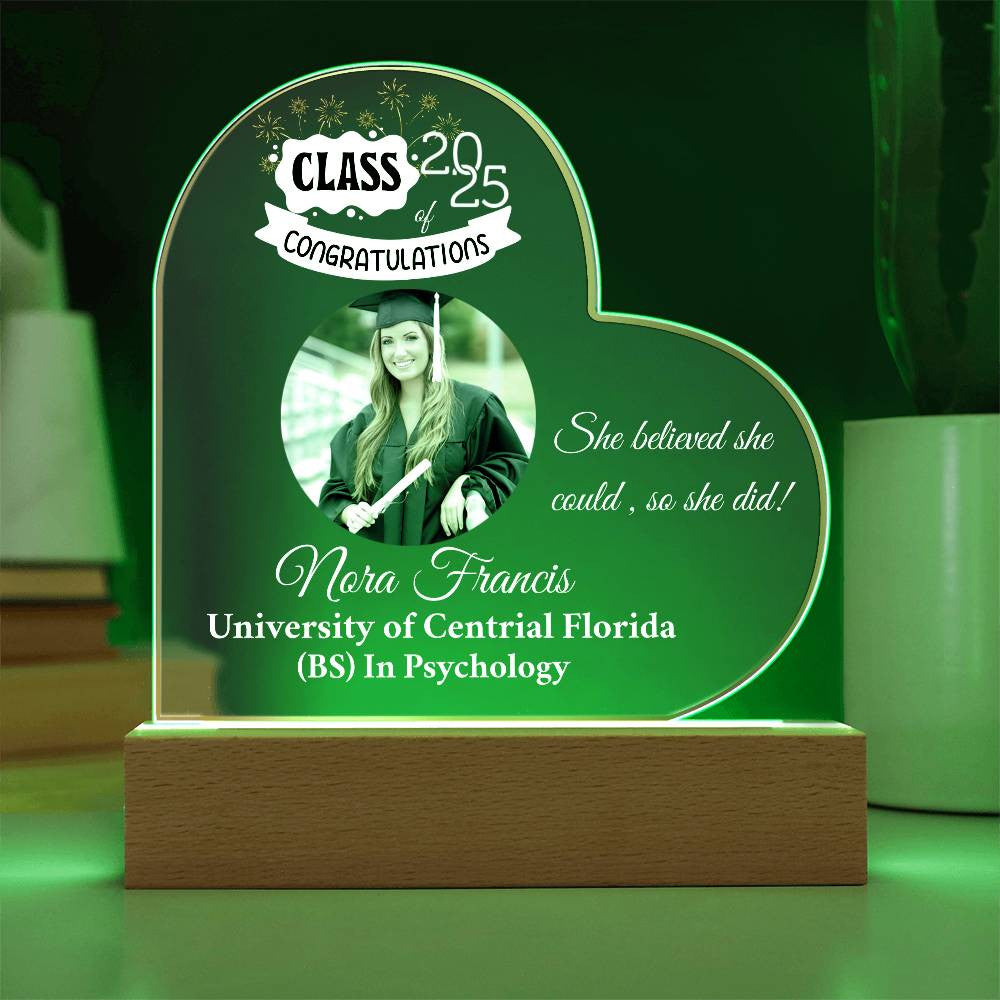 Personalized Photo and Names | Graduation |Class of 2025 | Acrylic Heart Plaque