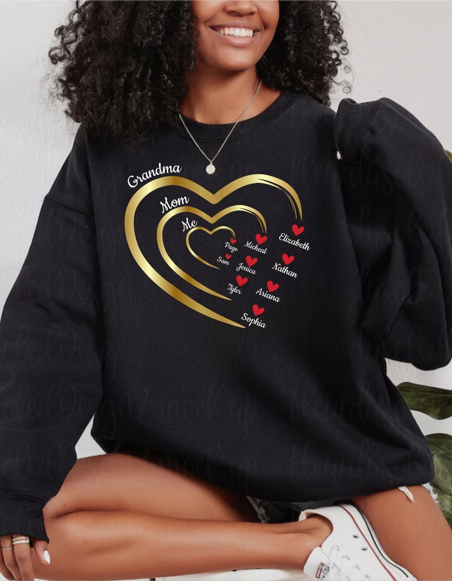 Mom's Grandma's Hearts |With Personalized Name | Sweatshirt |Hoodie