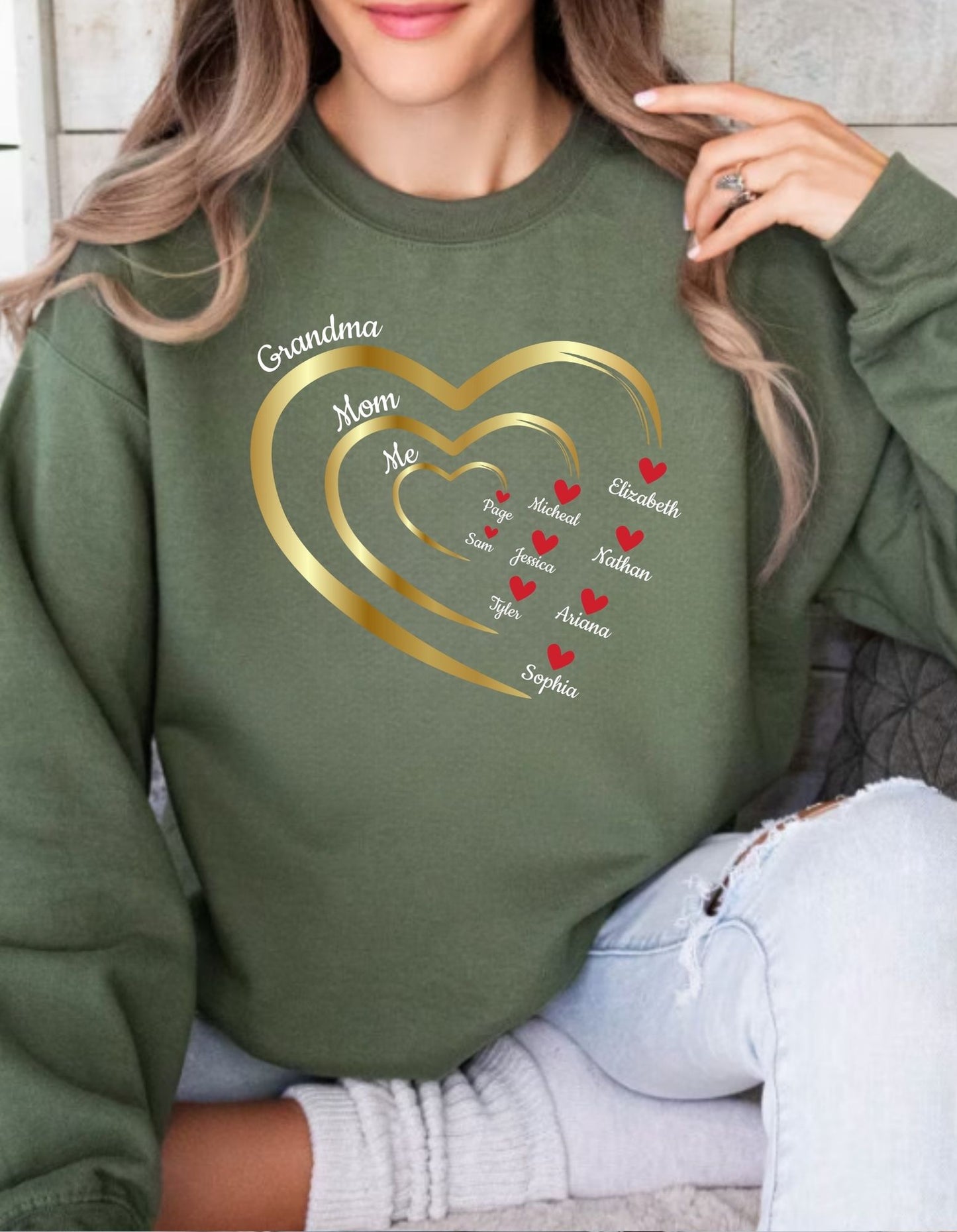 Mom's Grandma's Hearts |With Personalized Name | Sweatshirt |Hoodie