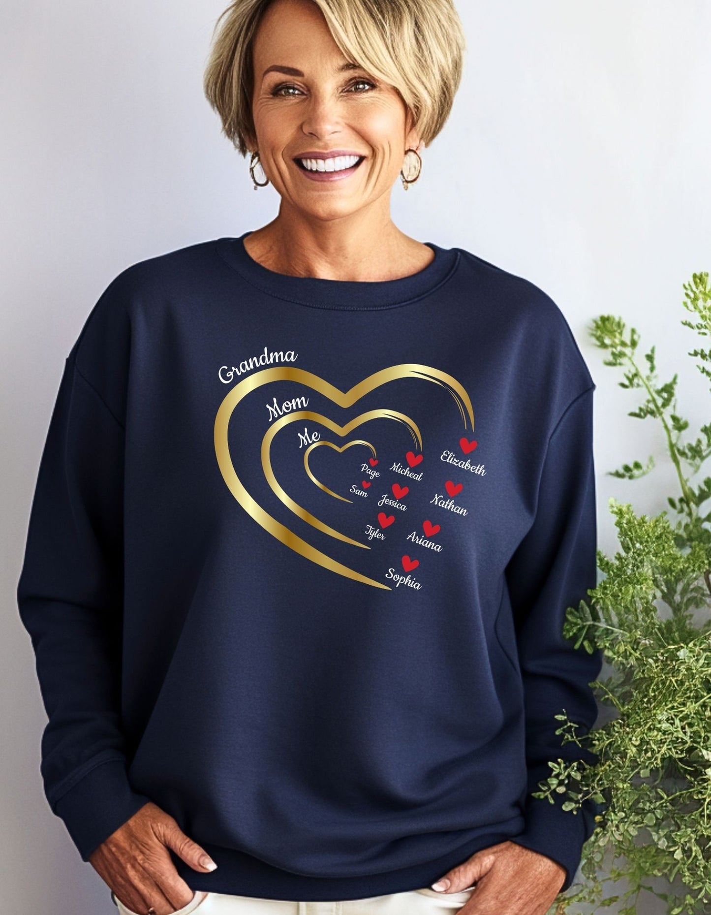 Mom's Grandma's Hearts |With Personalized Name | Sweatshirt |Hoodie