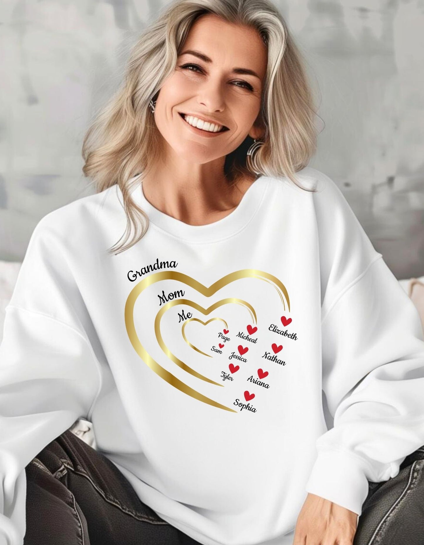 Mom's Grandma's Hearts |With Personalized Name | Sweatshirt |Hoodie