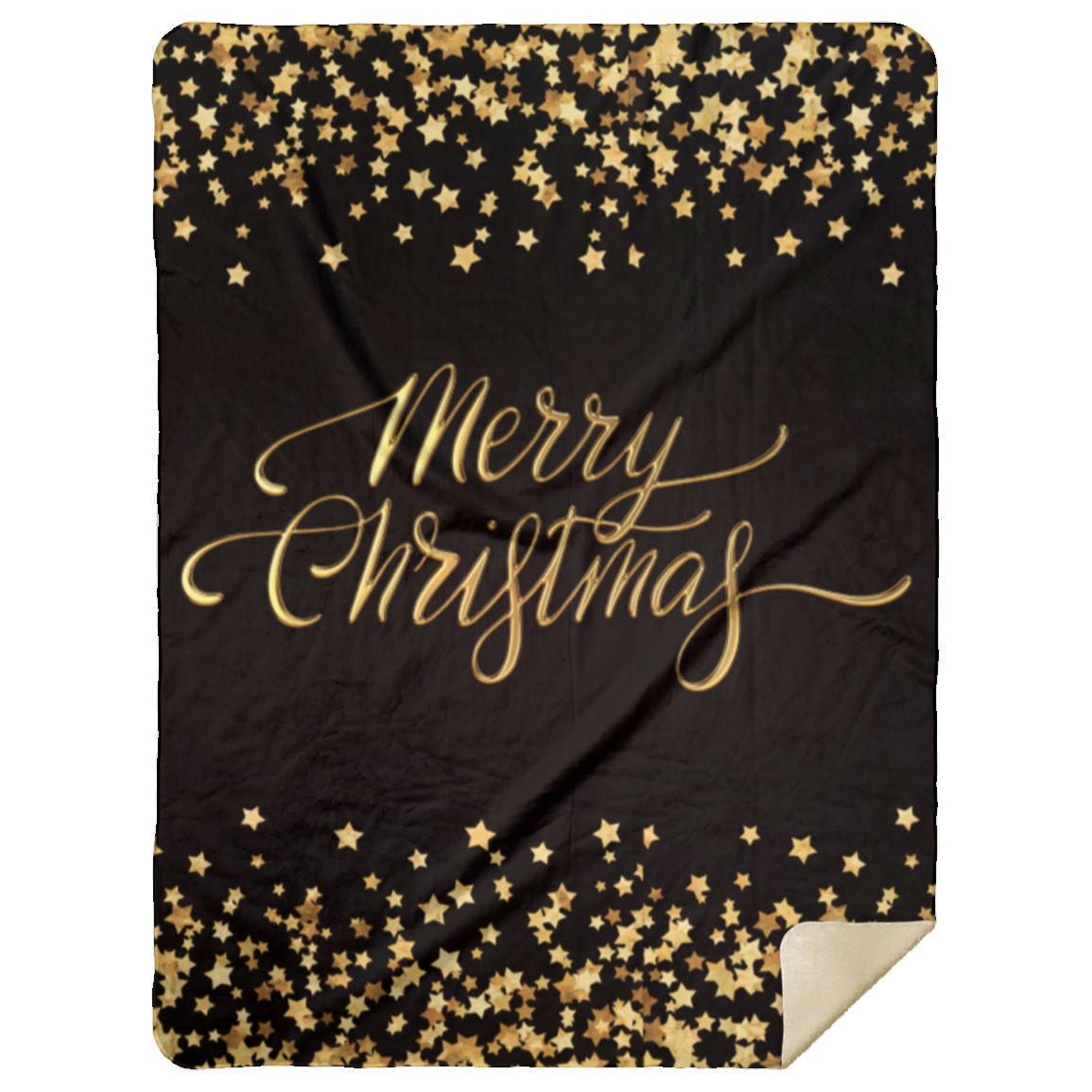 Merry Christmas | Black & Gold | Blanket
