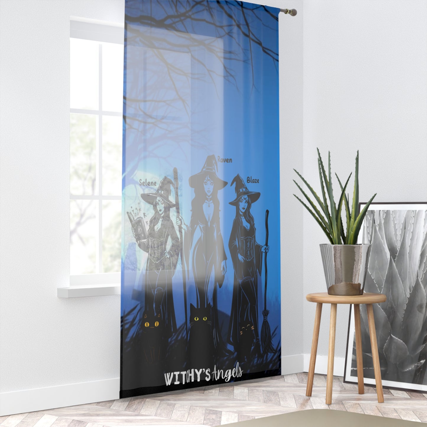 Witchy's Angels | Halloween Style | Home Decor | Sheer Window Curtain