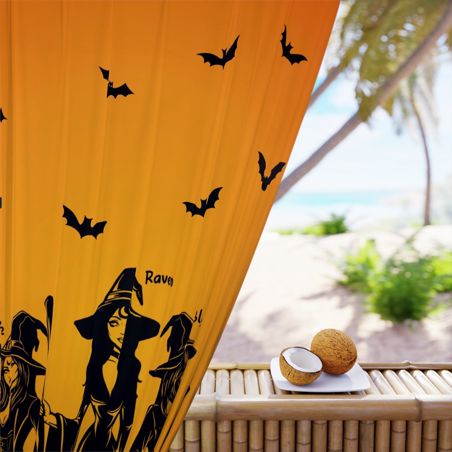 Witchy's Angels | Halloween Decor | Spooky Season | Sheer Window Curtain
