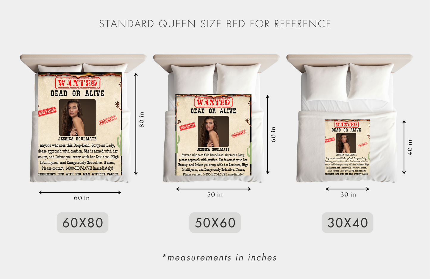 Wanted Dead or Alive | Personalized Photo and Name | Blanket for Her