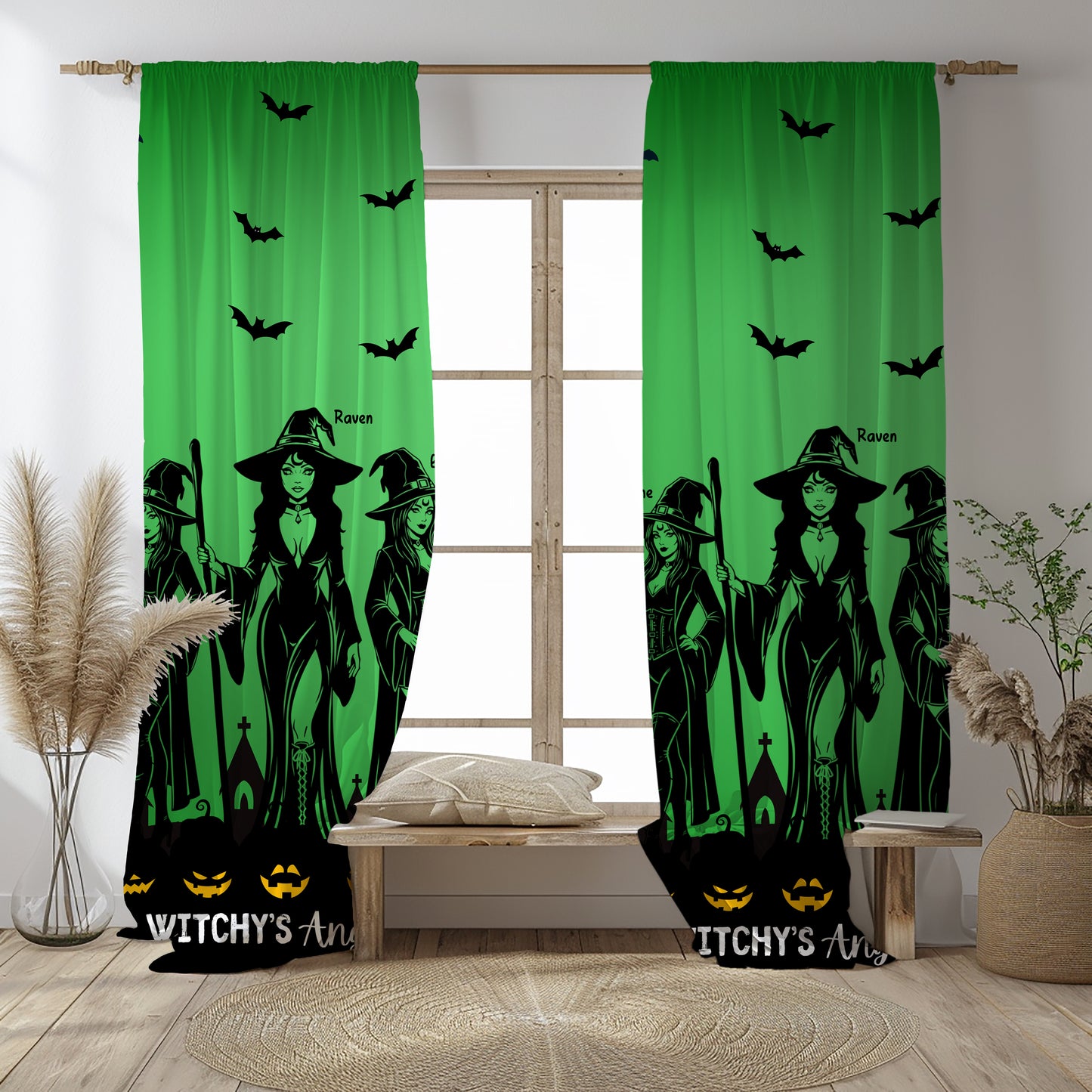 Witchy's Angels | Halloween Style | Home Decor | Blackout Window Curtain