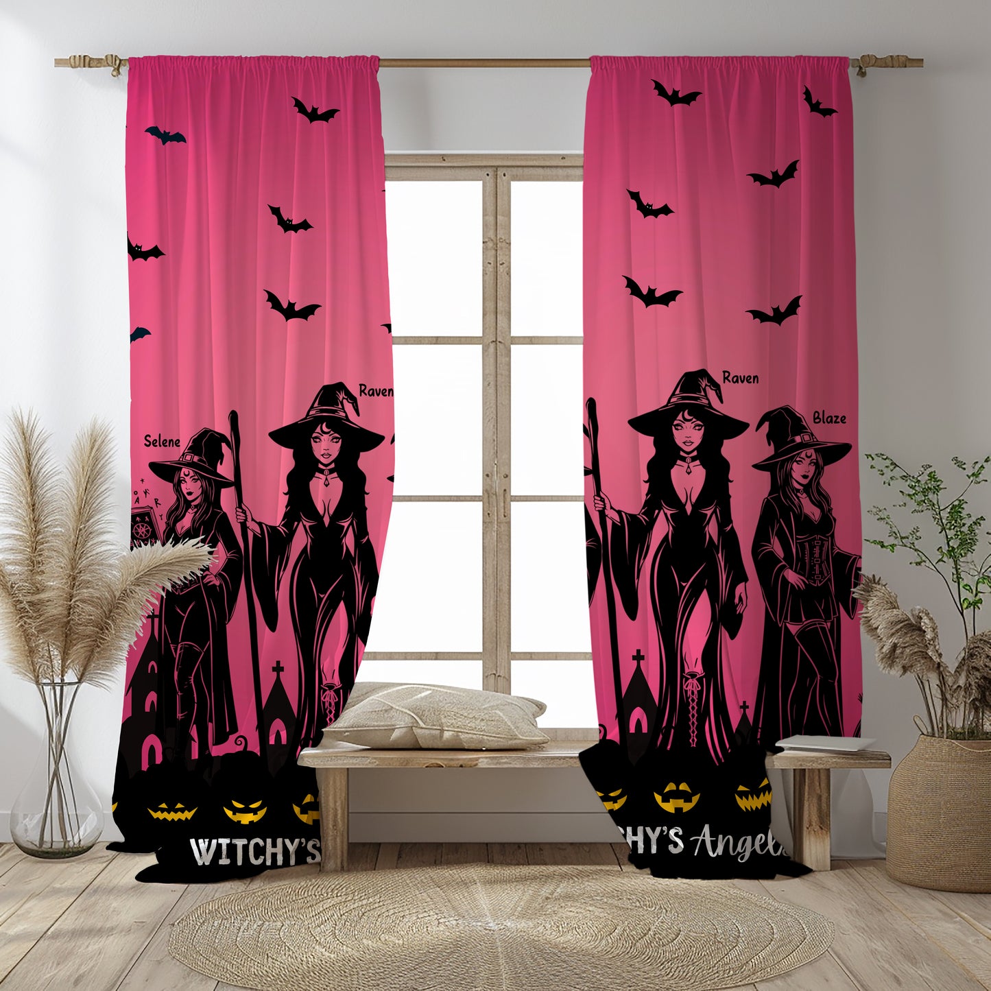 Witchy's Angels | Halloween Style | Home Decor | Sheer Window Curtain