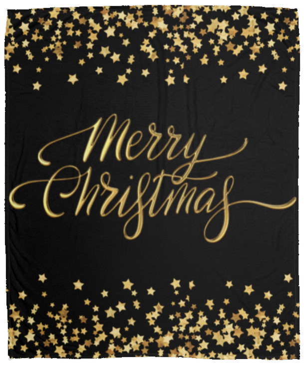 Merry Christmas | Black & Gold | Blanket