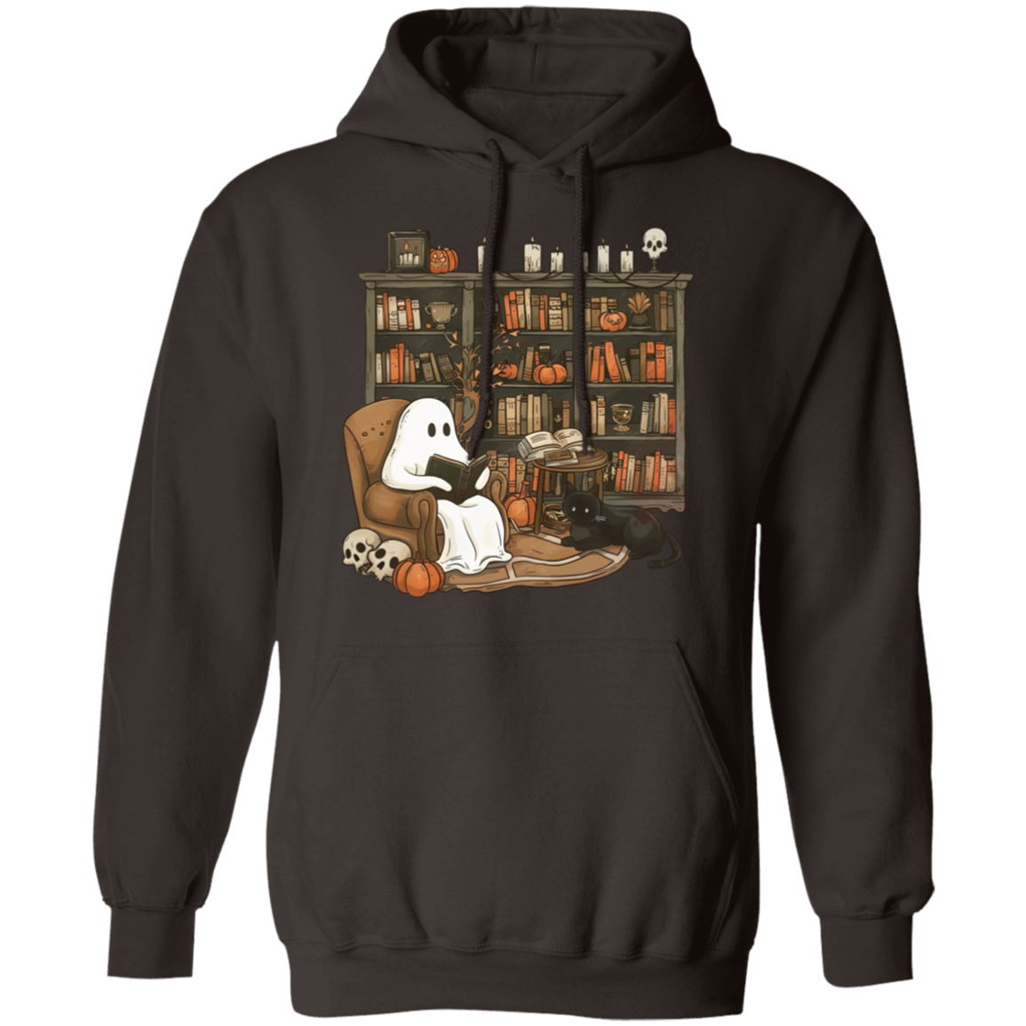 Halloween Ghost Reading Book In a Library - Sweatshirt/Hoodie