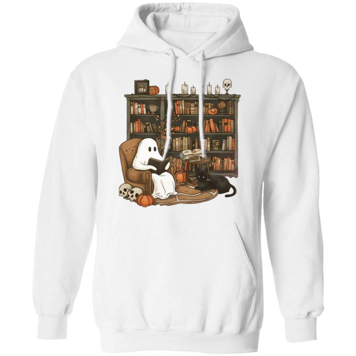 Halloween Ghost Reading Book In a Library - Sweatshirt/Hoodie