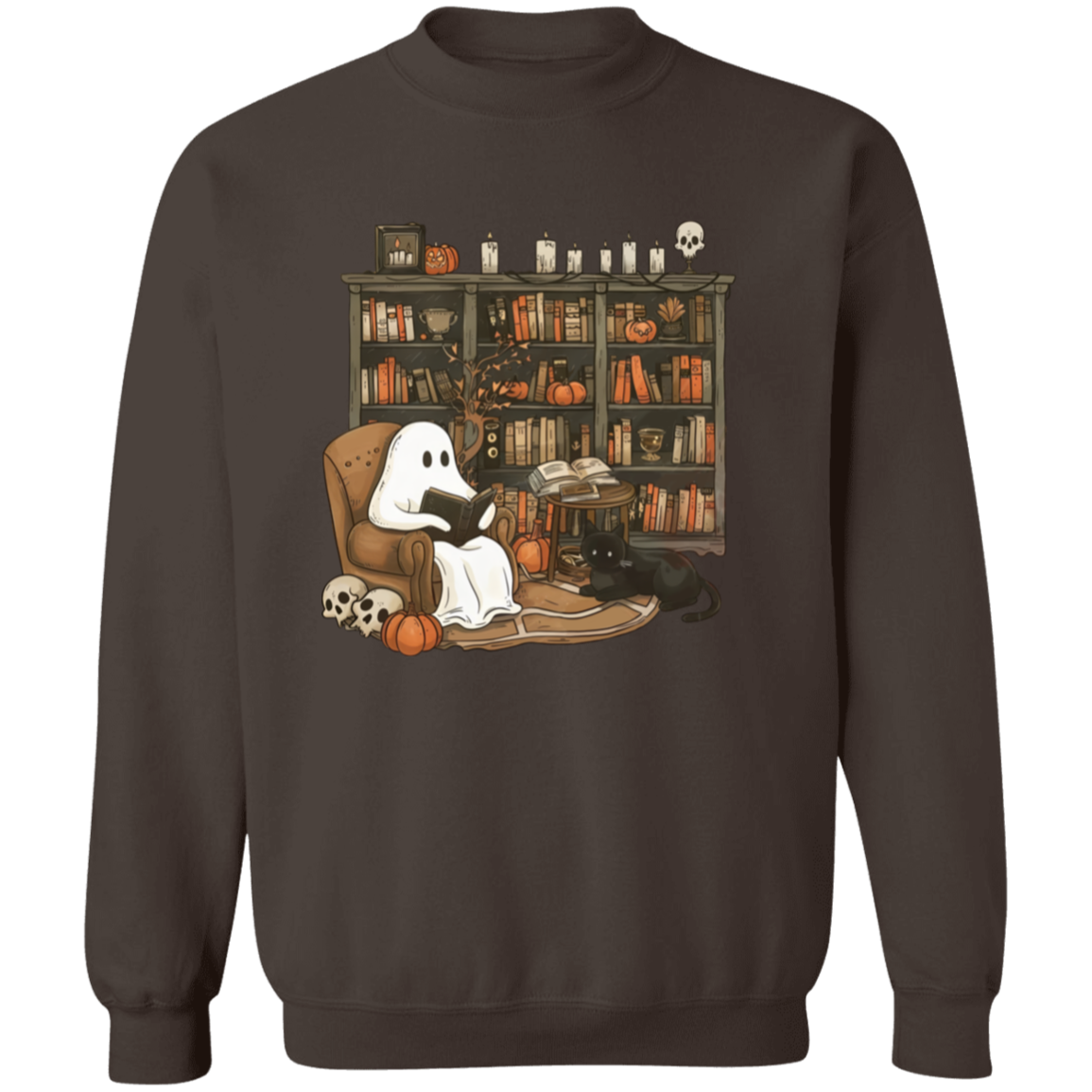 Halloween Ghost Reading Book In a Library - Sweatshirt/Hoodie