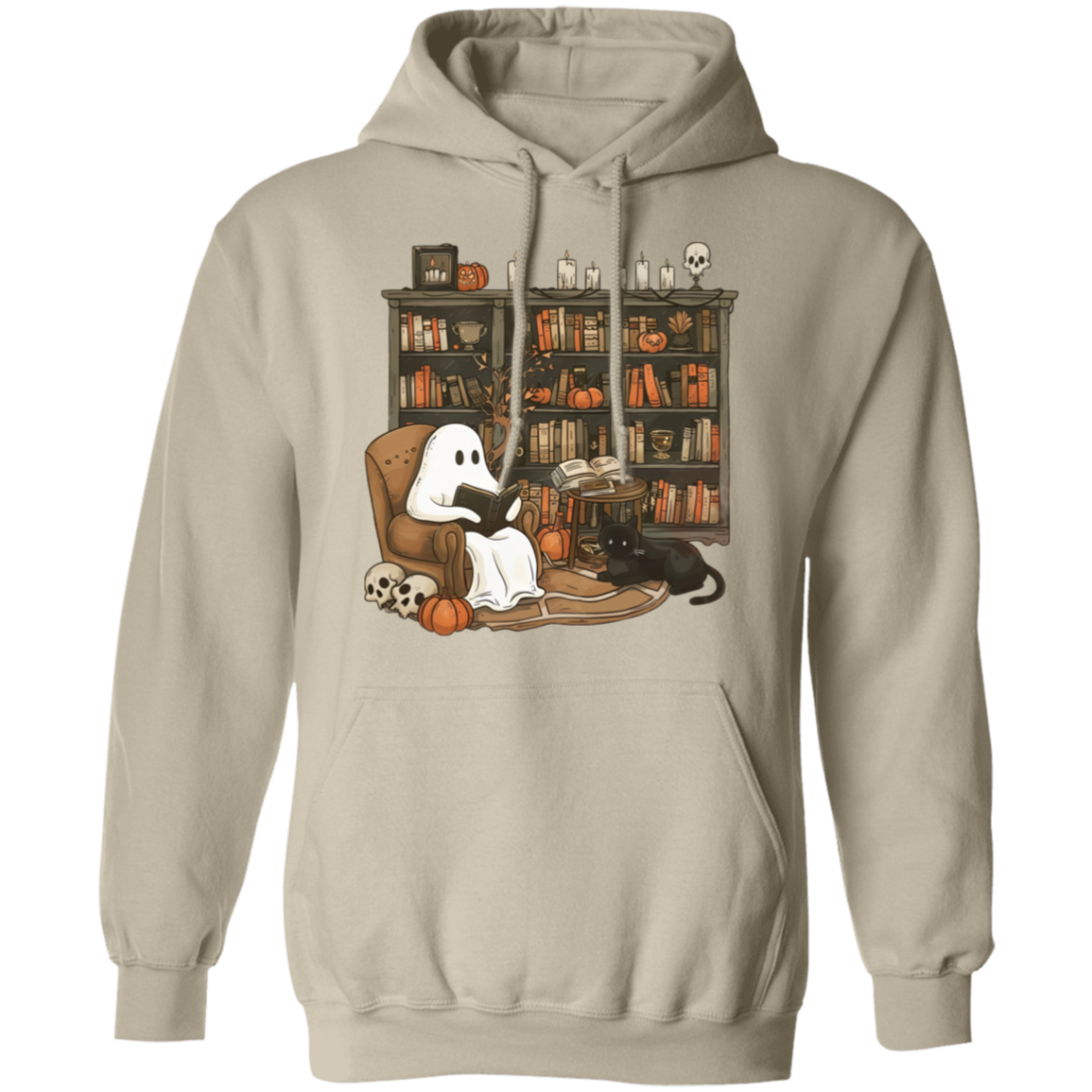 Halloween Ghost Reading Book In a Library - Sweatshirt/Hoodie