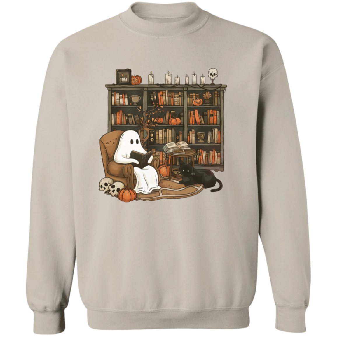Halloween Ghost Reading Book In a Library - Sweatshirt/Hoodie