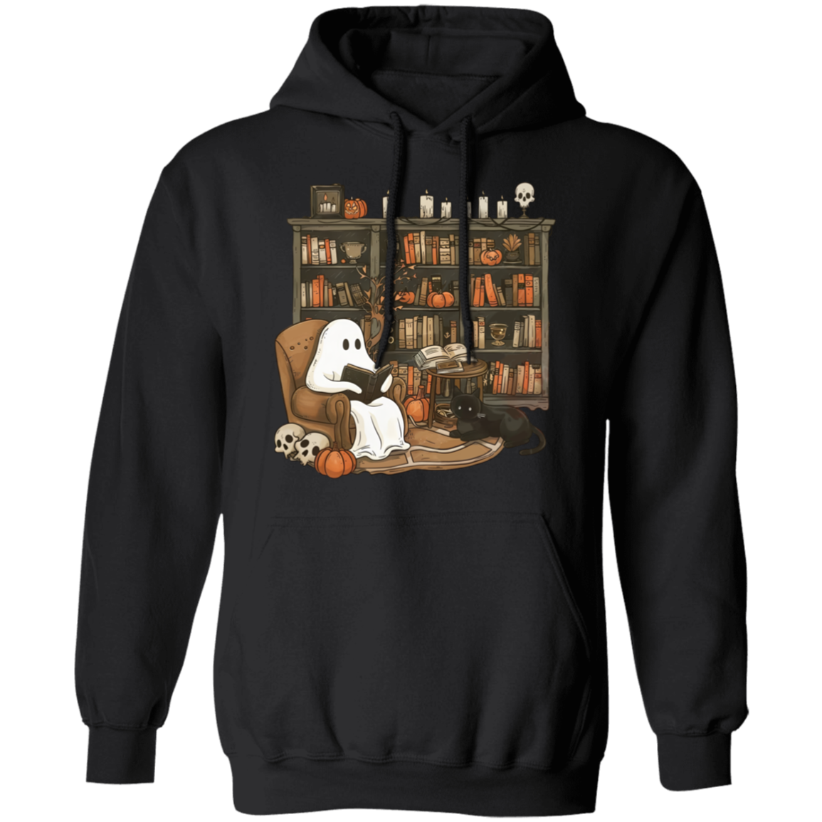 Halloween Ghost Reading Book In a Library - Sweatshirt/Hoodie