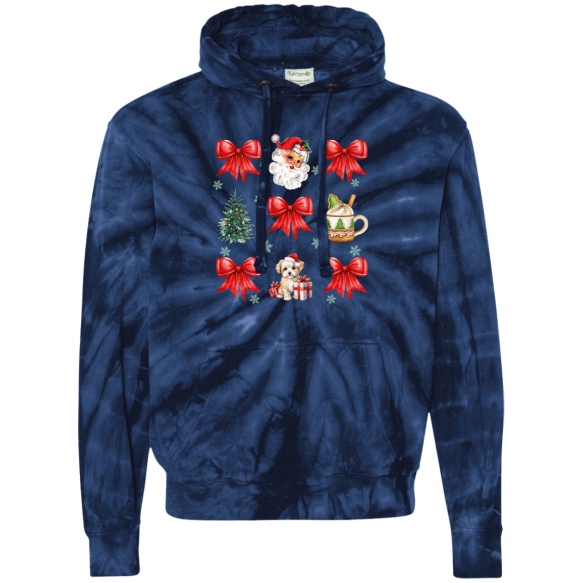 Christmas Coquette Bow | Tie Dye Hoodie