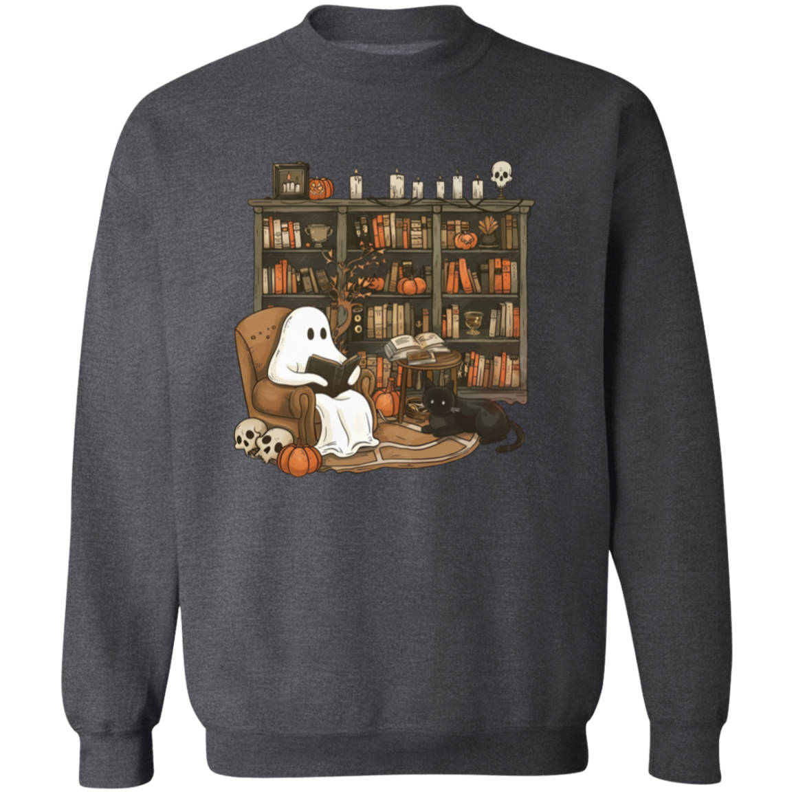 Halloween Ghost Reading Book In a Library - Sweatshirt/Hoodie
