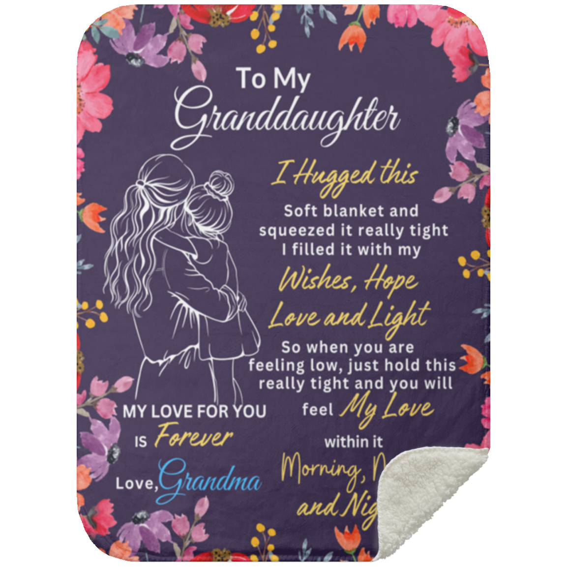 To My Granddaughter | Blanket | Pink Flowers