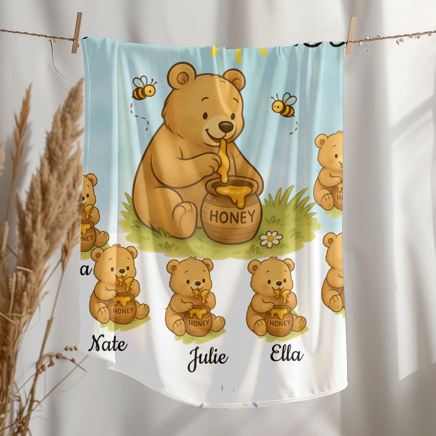 Personalized Mama Bear Sunny Meadow | Blanket | Up To 6 Child's Name | Great for Mother's Day, Birthday, Anniversary