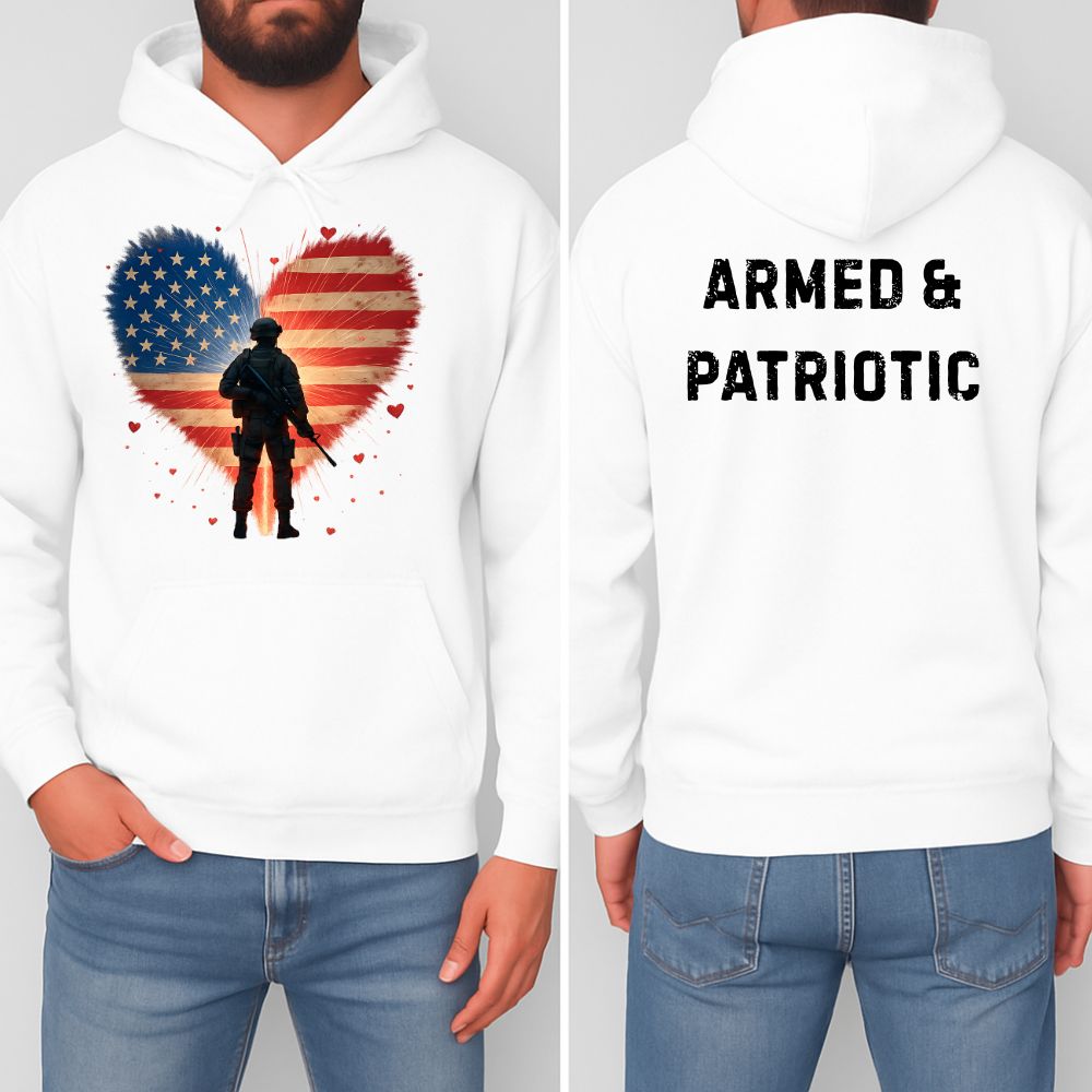 Glowing Heart | American Flag | Armed & Patriotic | Hoodie