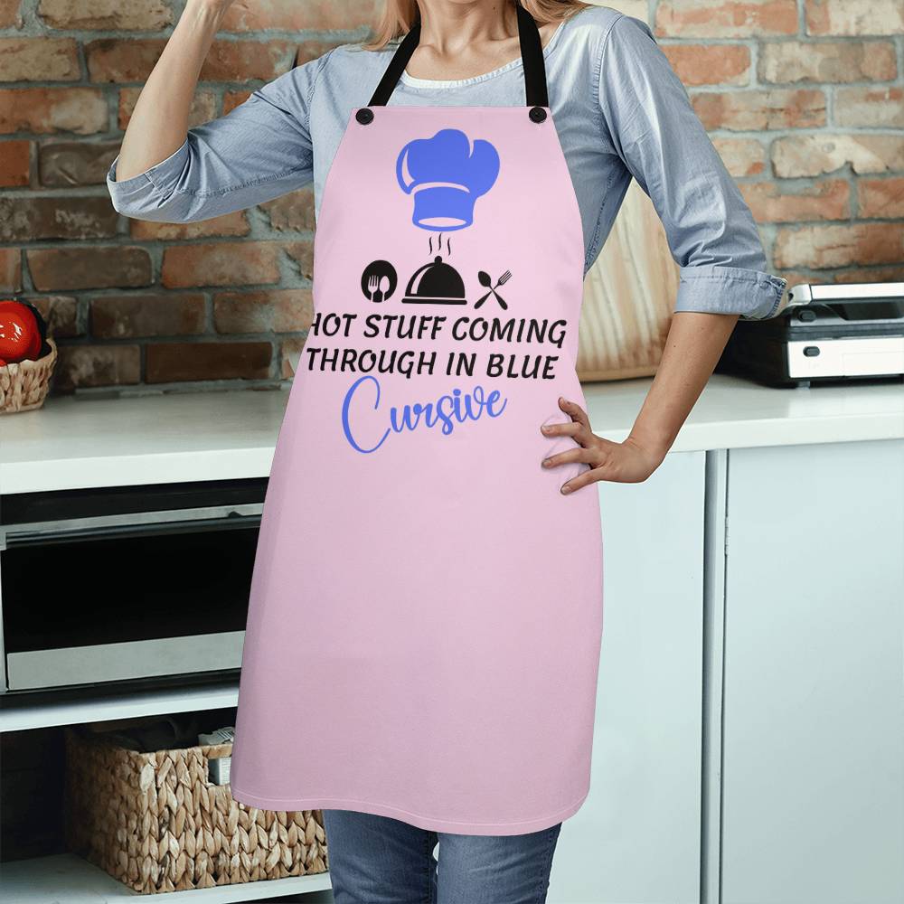 Apron - Hot Stuff Coming through in Blue Cursive