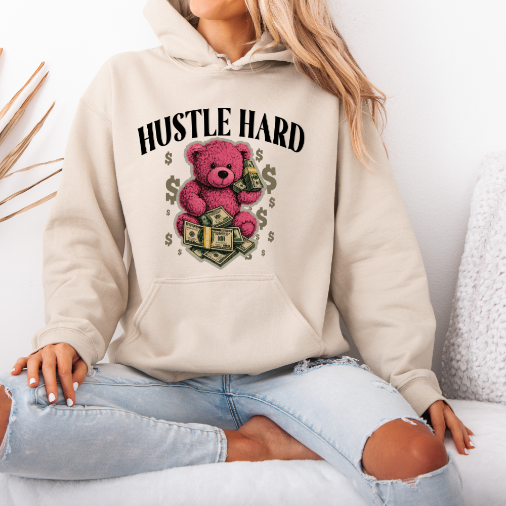 Hustle Hard | Pink Teddy | Hoodie