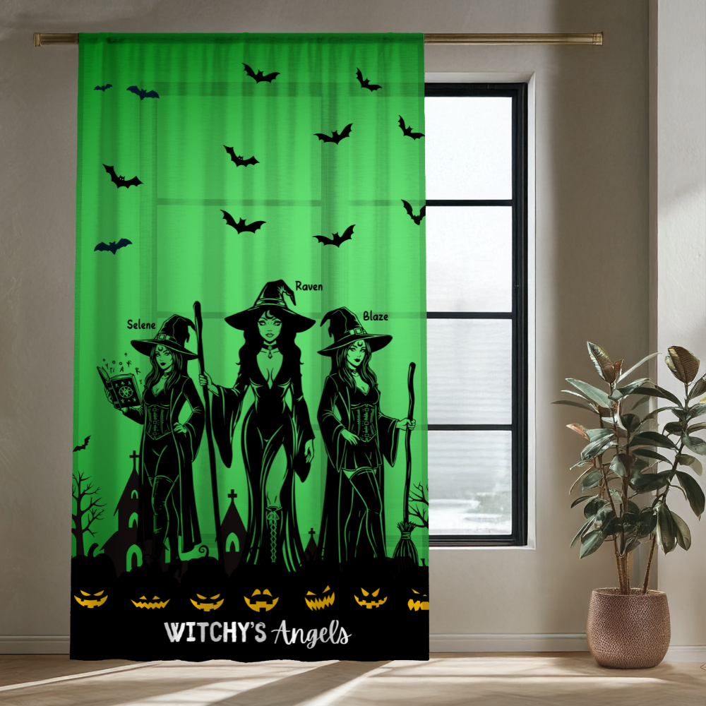 Witchy's Angels | Halloween Style | Home Decor| Sheer Window Curtain