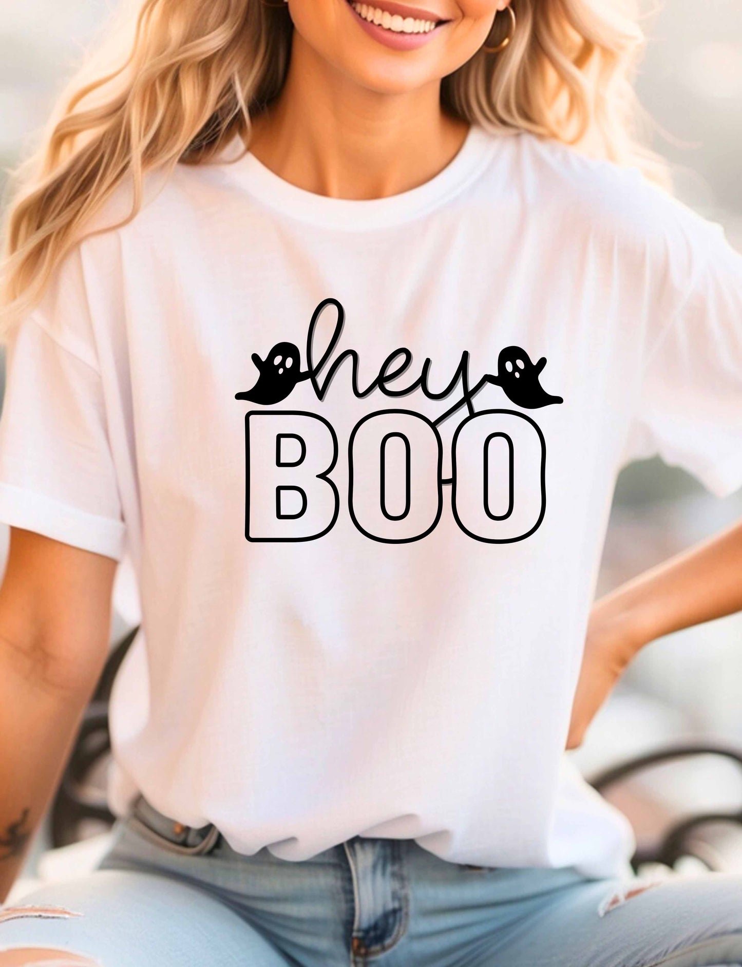Halloween Hey Boo with Ghost Tee