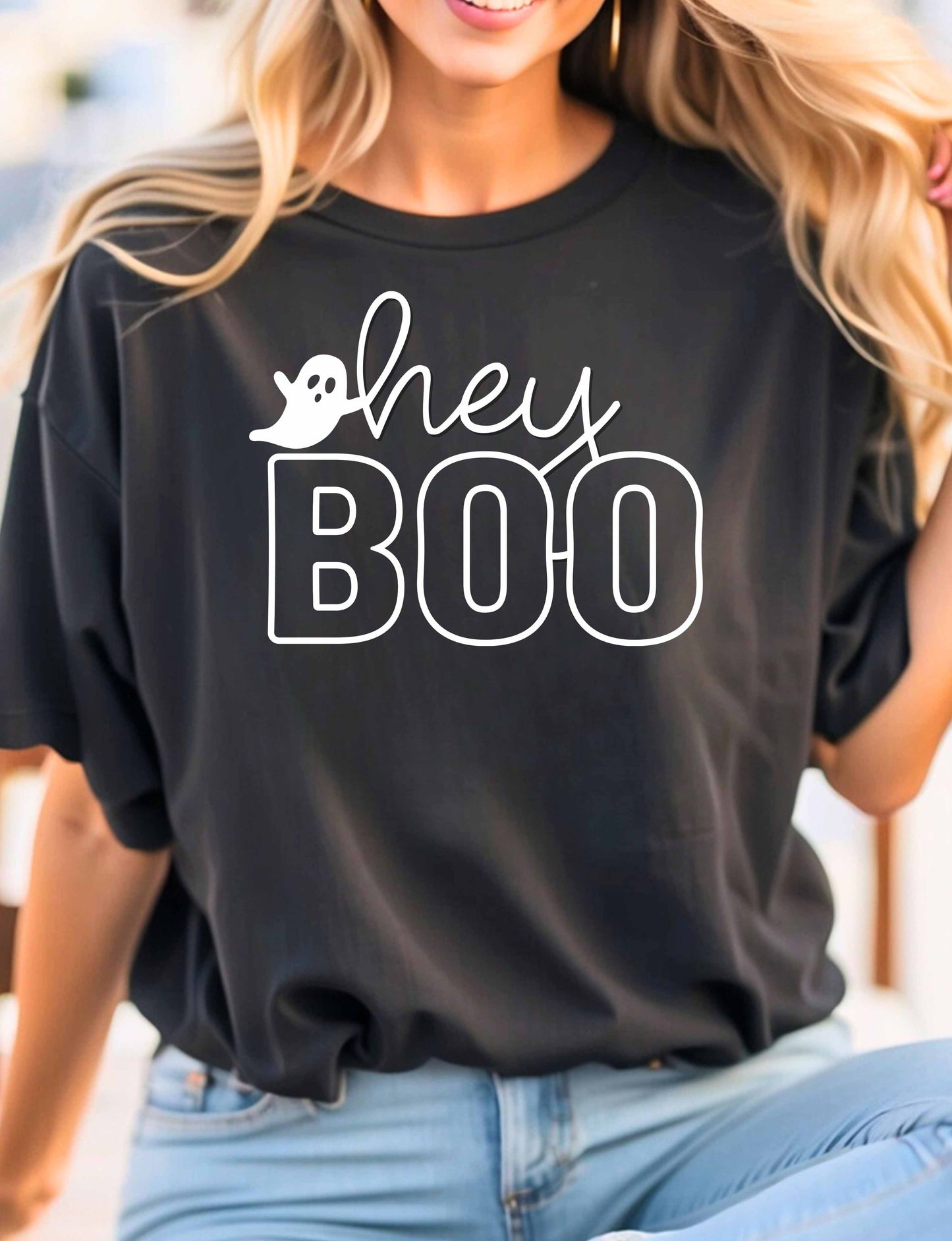 Halloween Hey Boo with Ghost Tee