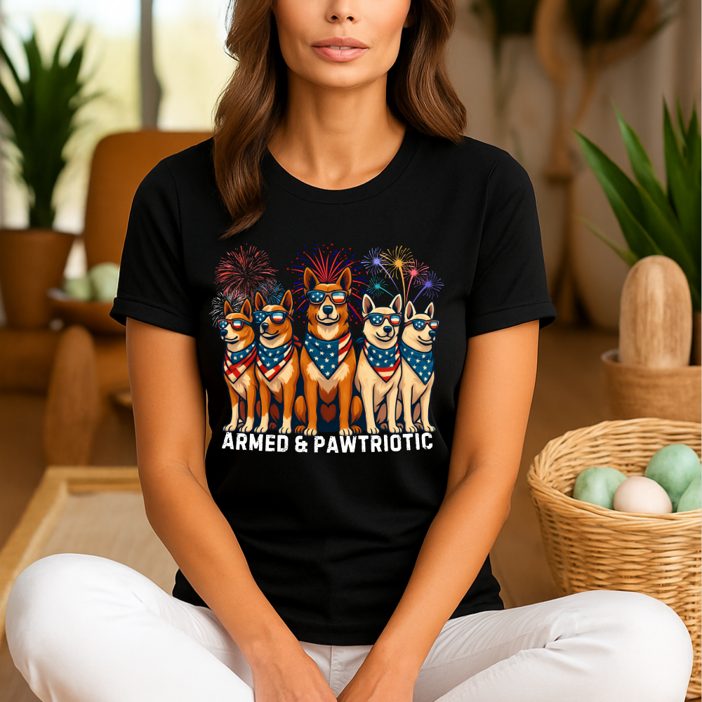 4th of July | Armed and Pawtriotic | Dog Friendly | T-Shirt