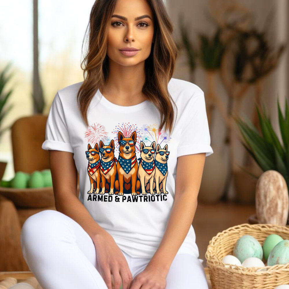 4th of July | Armed and Pawtriotic | Dog Friendly | T-Shirt