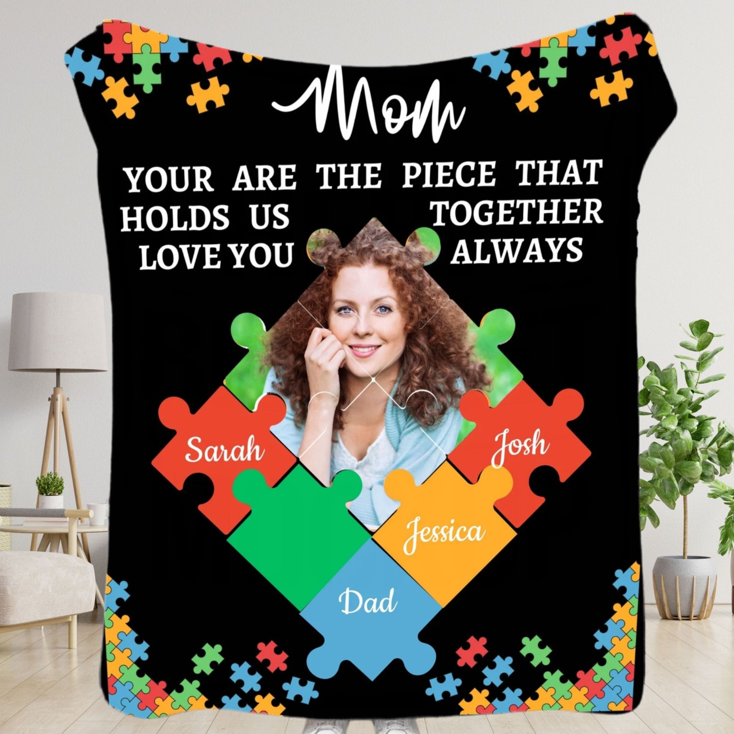 Personalized Name and Picture | Mom's Puzzle Piece | Blanket