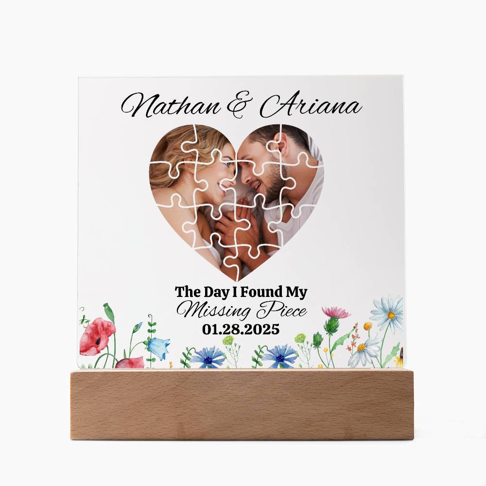 The Day I Found My Missing Piece | Acrylic Square Plaque | Multi-Background -Heart