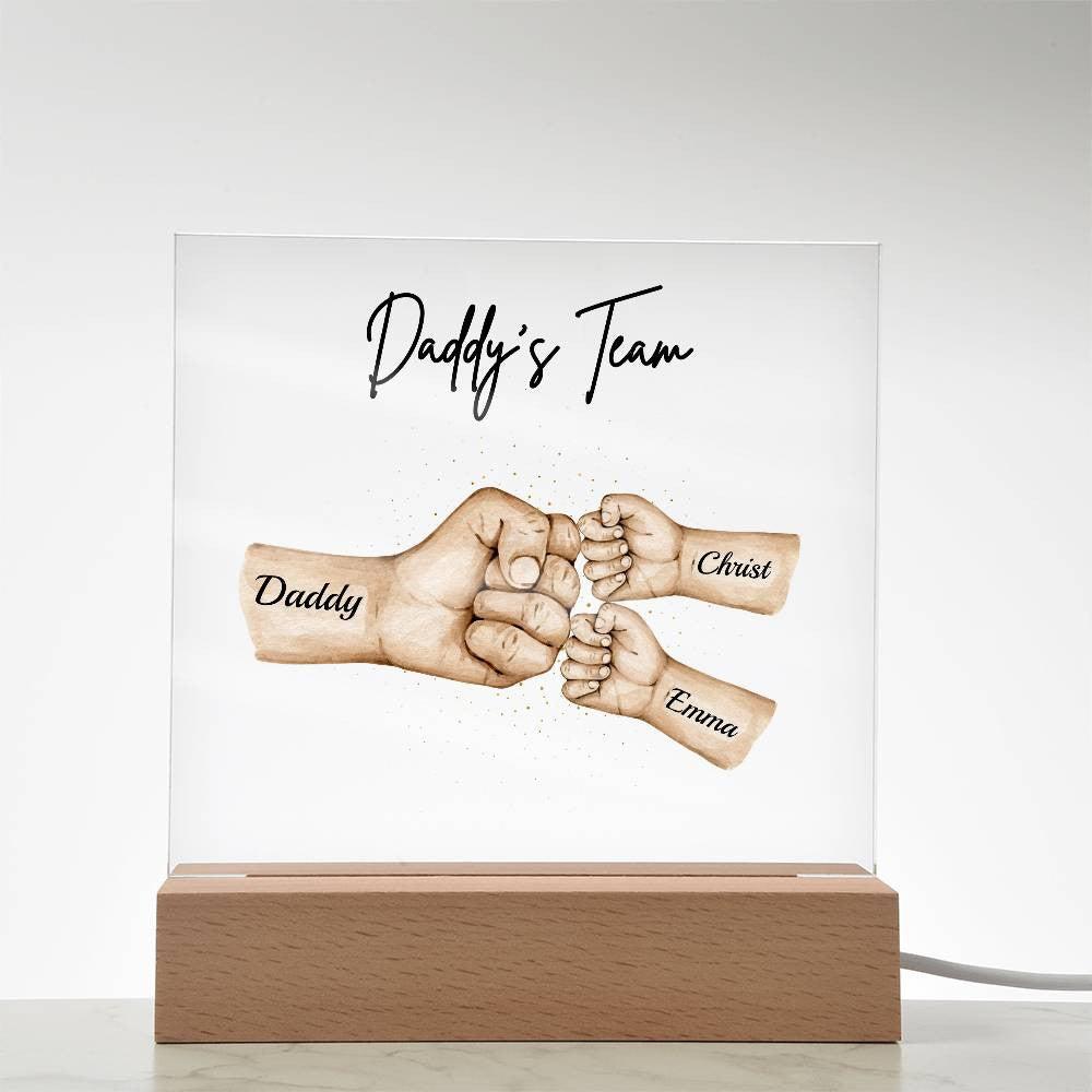Daddy's Team | Personalized |Acrylic Plaque with LED Night Light