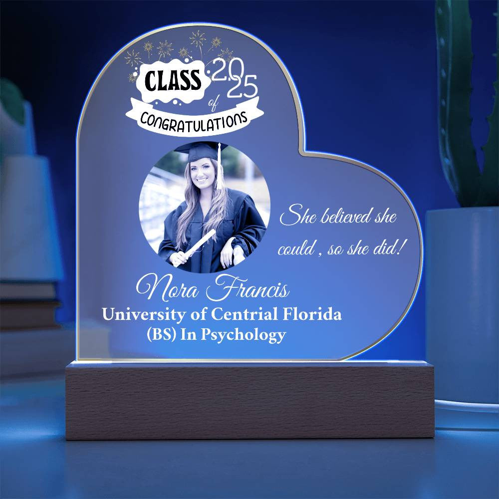 Personalized Photo and Names | Graduation |Class of 2025 | Acrylic Heart Plaque