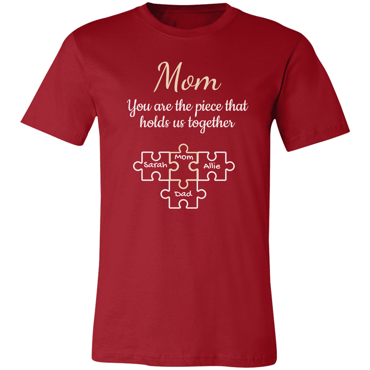 Personalized Names | On Mom Puzzle Piece | For Mother's Day | T-Shirt
