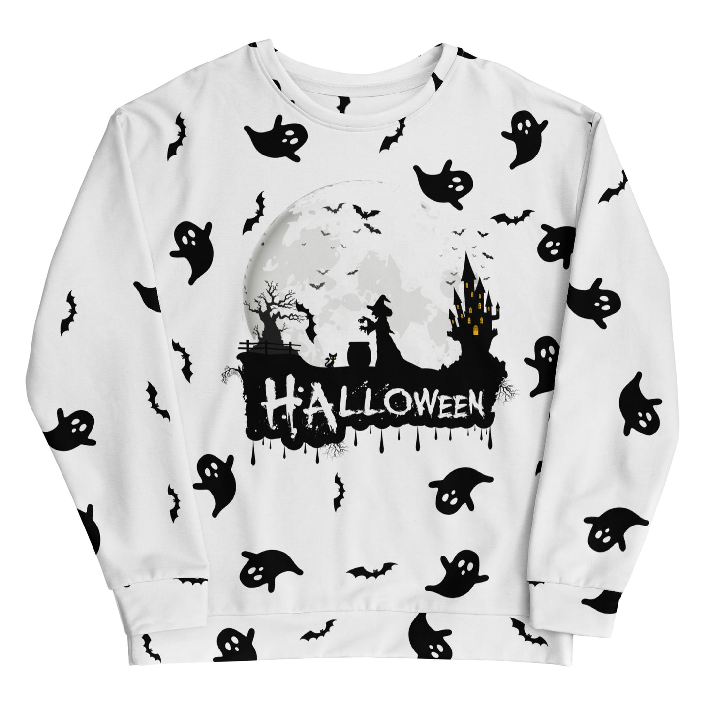 Halloween - Ghost with Moon Allover print - Unisex Sweatshirt