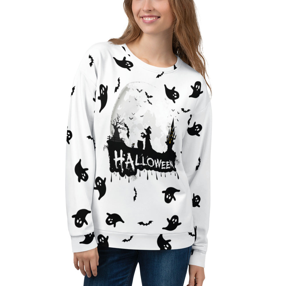 Halloween - Ghost with Moon Allover print - Unisex Sweatshirt