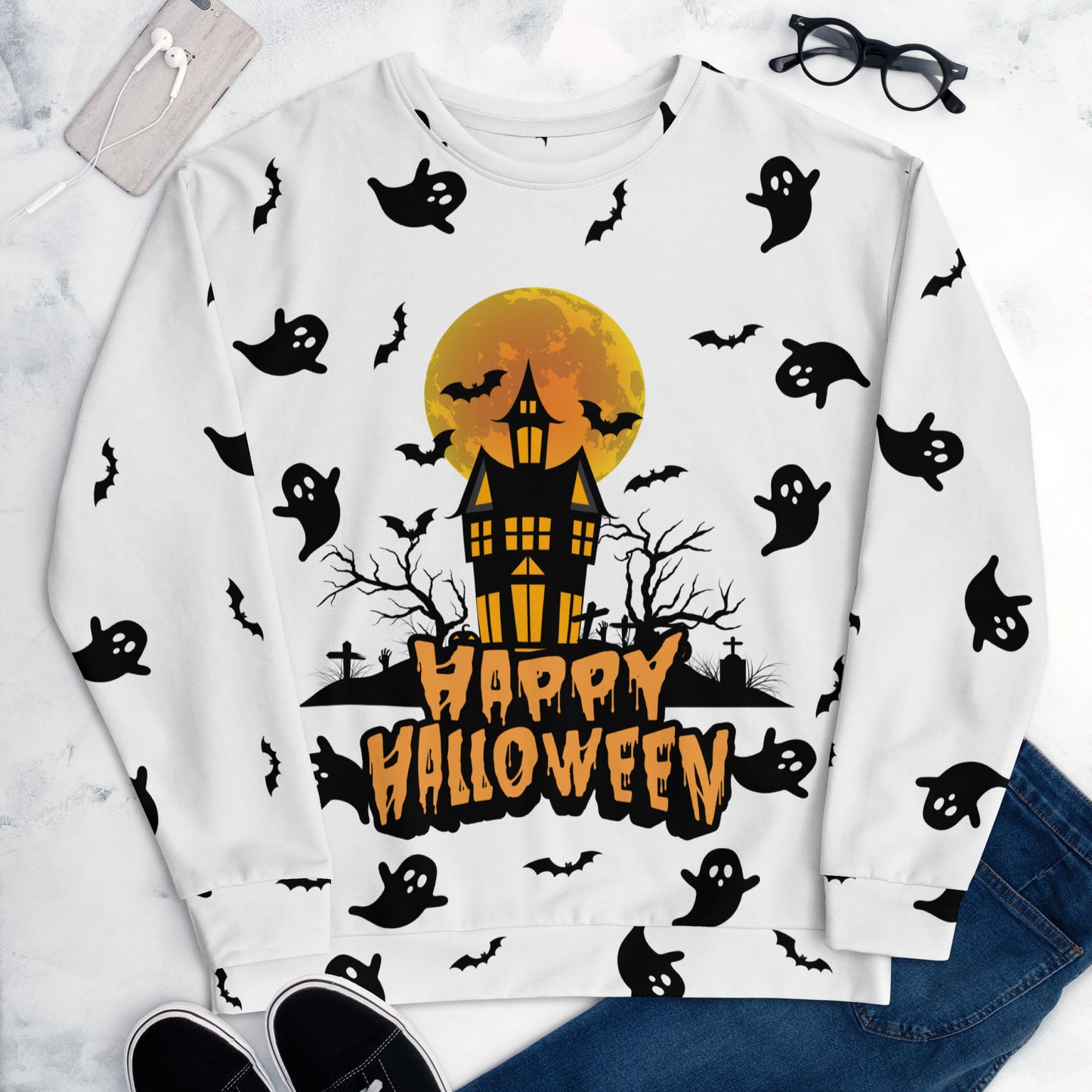Halloween - Ghost All-Over Print Unisex Sweatshirt