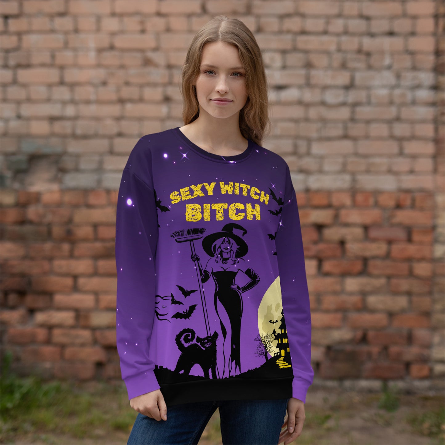 Halloween Sexy Witch Bitch - All-Over Print Unisex Sweatshirt