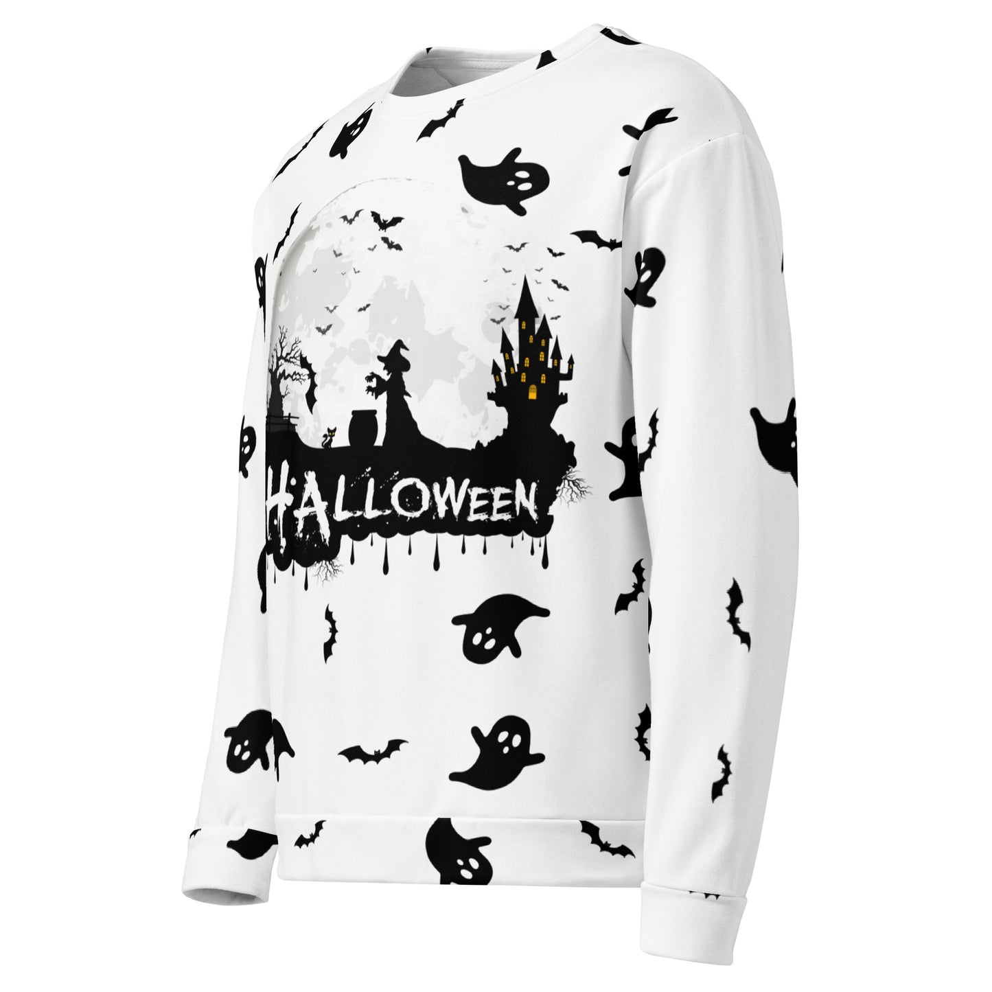 Halloween - Ghost with Moon Allover print - Unisex Sweatshirt