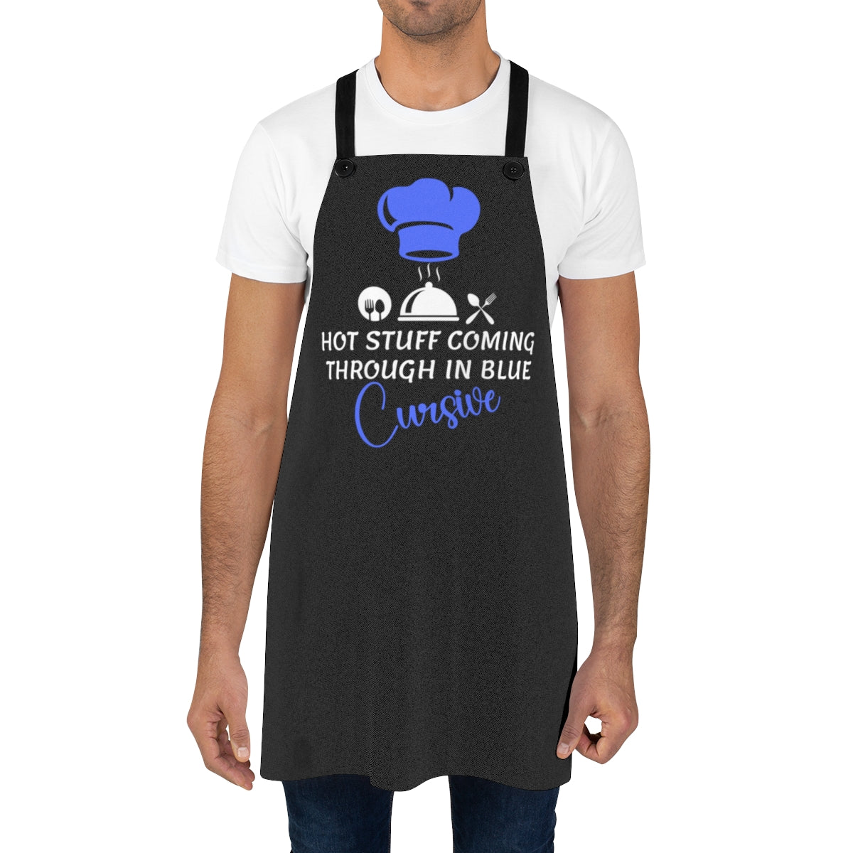 Apron - Hot Stuff Coming through in Blue Cursive