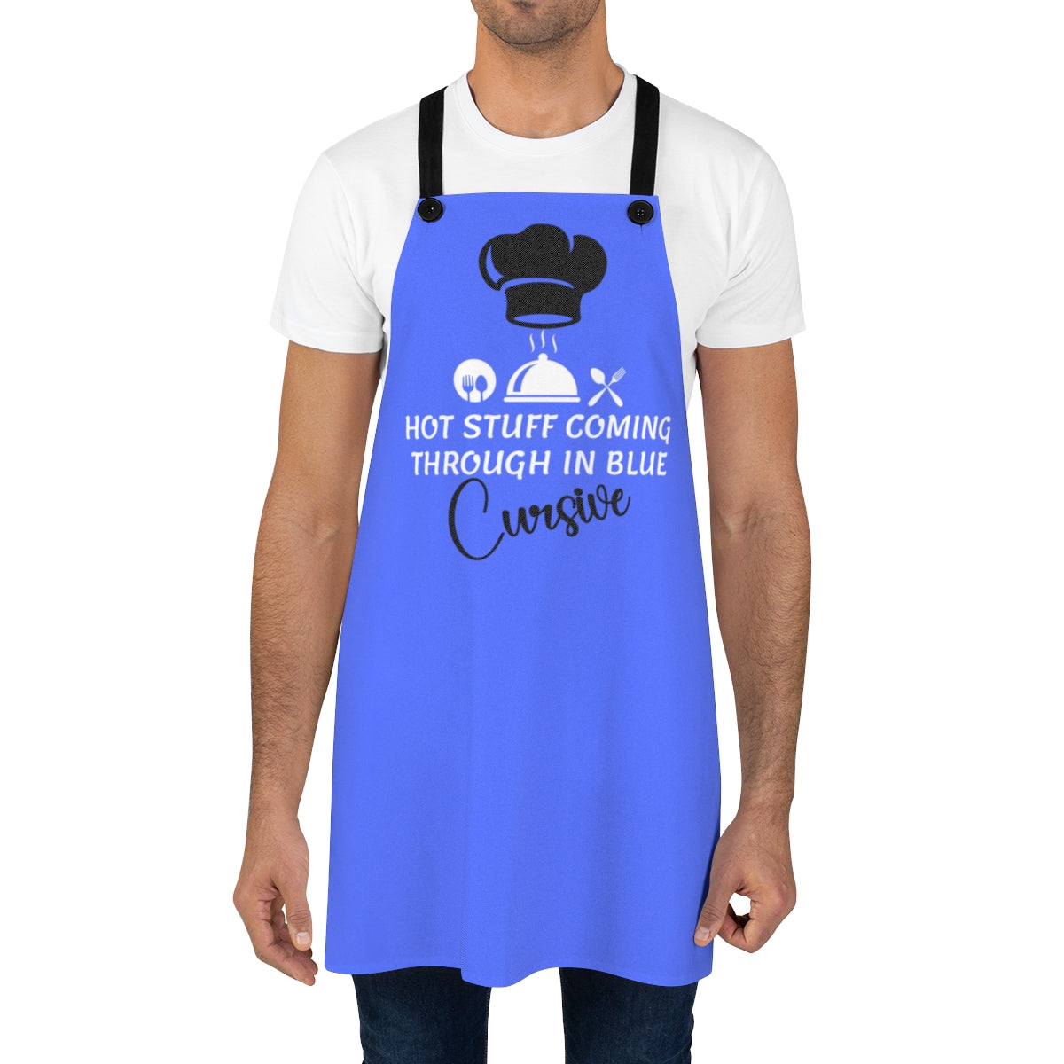 Apron - Hot Stuff Coming through in Blue Cursive