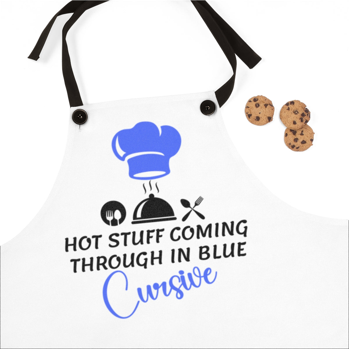 Apron - Hot Stuff Coming through in Blue Cursive