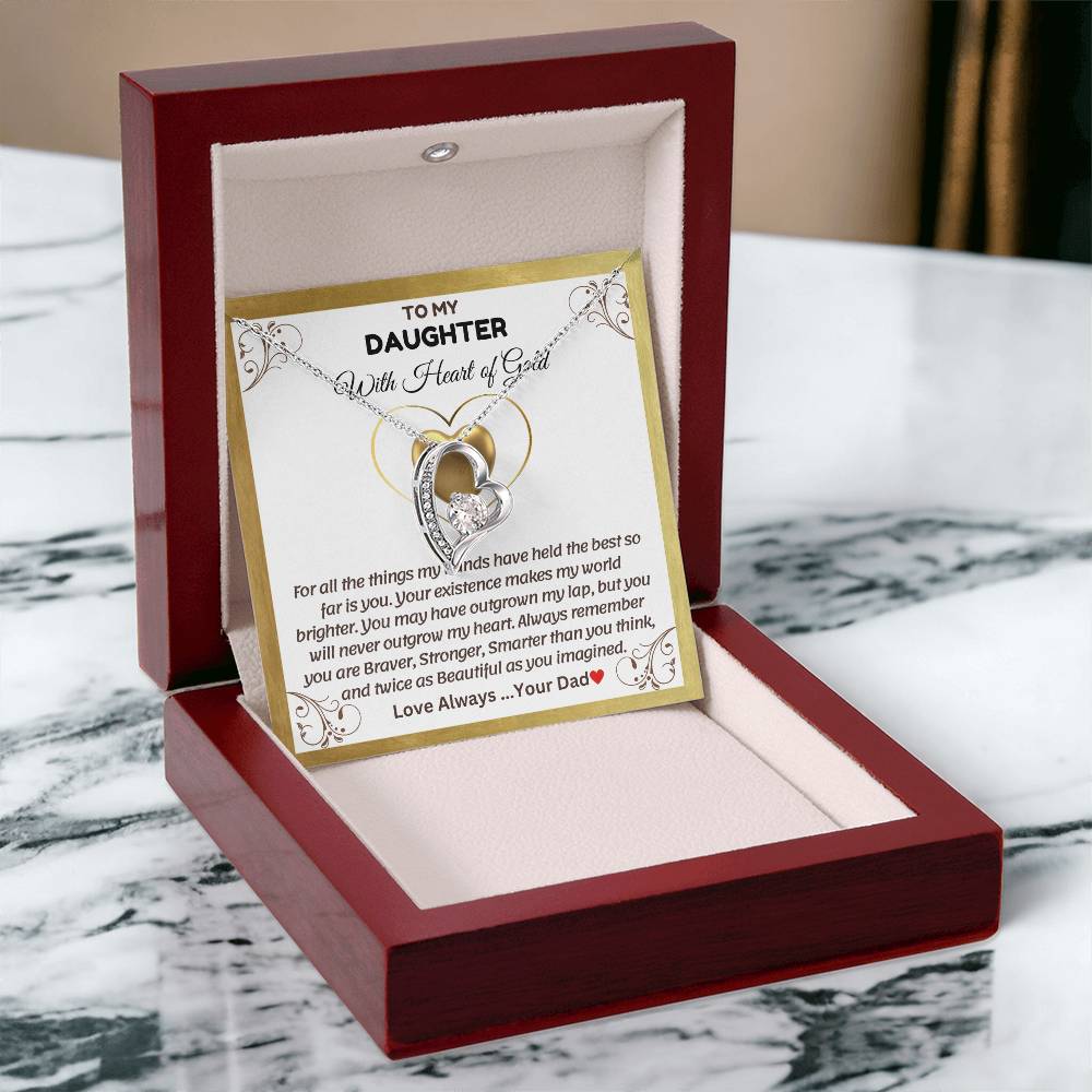 To My Daughter With Heart of Gold - Forever Love Necklace