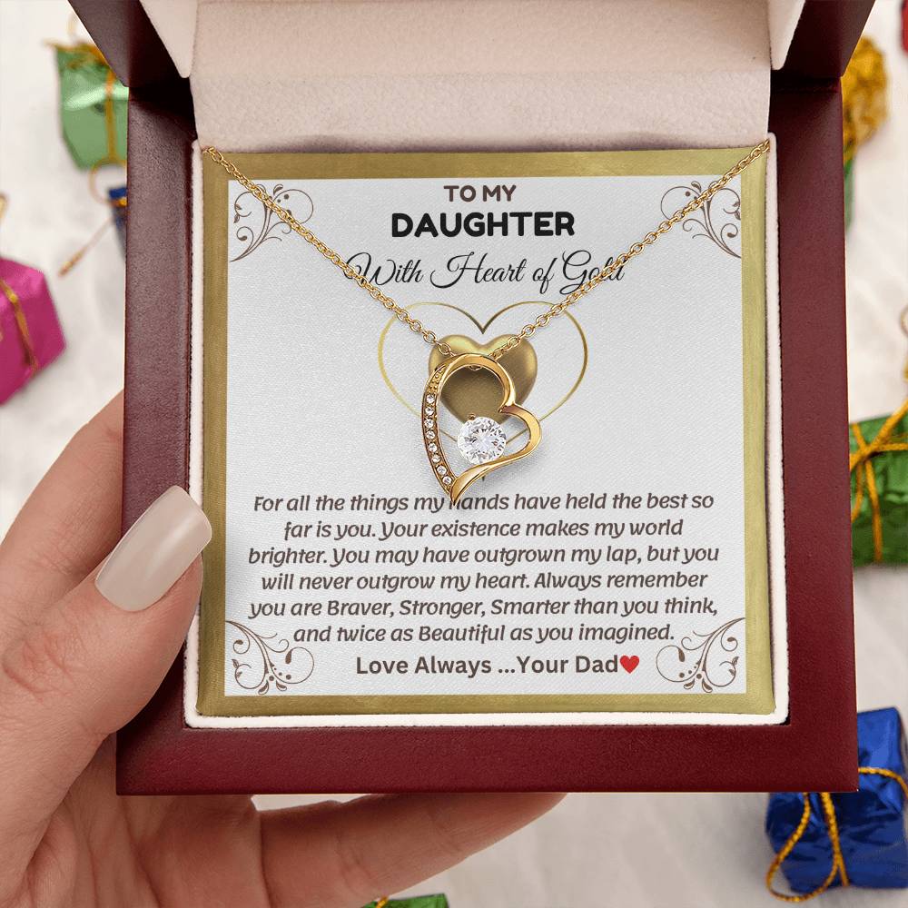 To My Daughter With Heart of Gold - Forever Love Necklace