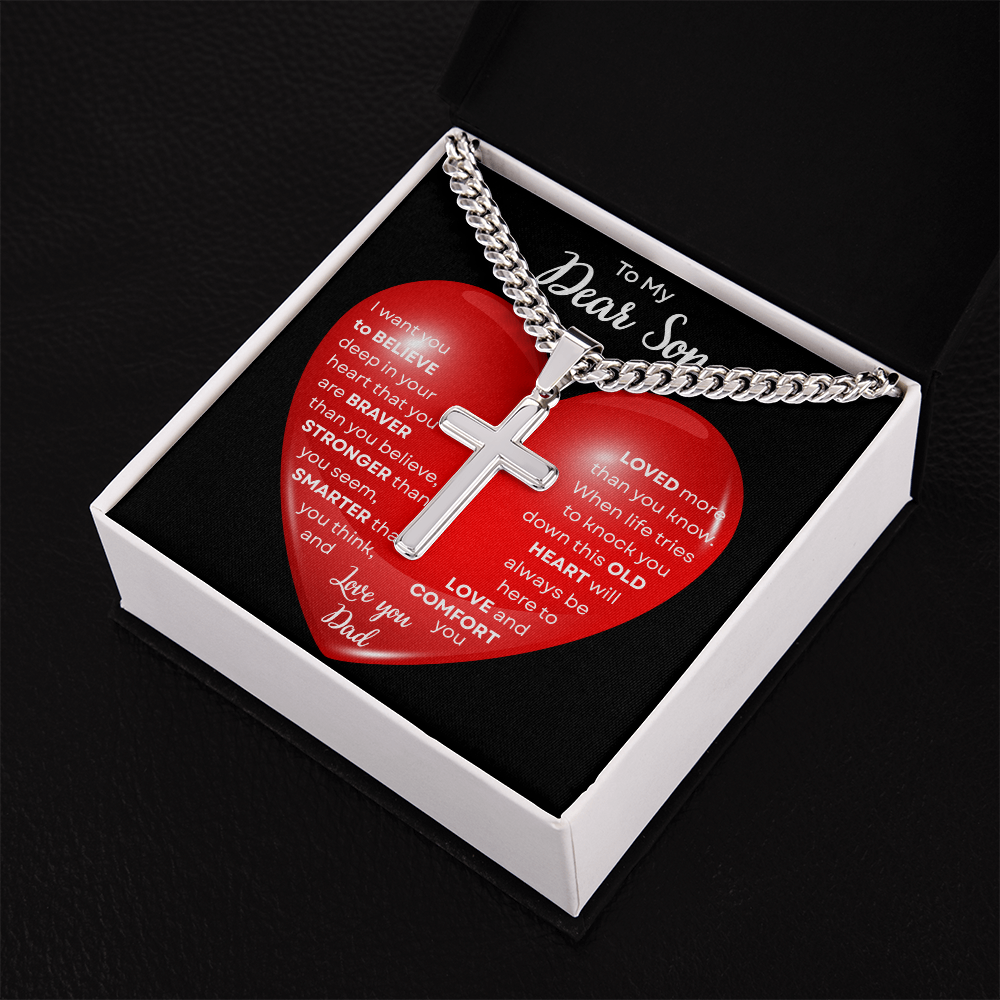 To My Beautiful Daughter | This Old Heart Will Love you Always | Cuban Chain with Artisan Cross Necklace